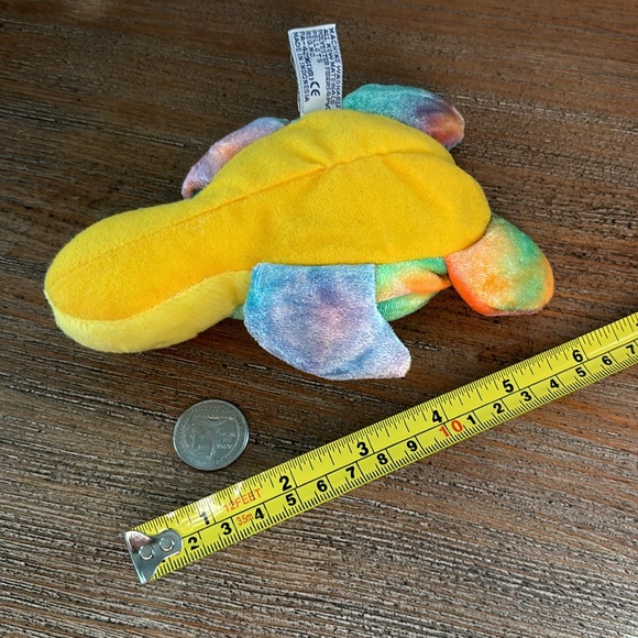 A&A Plush Inc Beanie PVC Pellet Plush Sea Turtle Tie Dye Yellow Pink Blue Green - Picture 4 of 9